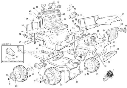 Page A Diagram and Parts List for 78606-9993  Power Wheels Ride-On Cars